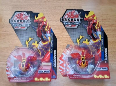 Lot Of 2 Bakugan Evolutions Platinum Series Dragonoid True Metal Figurine.#X960