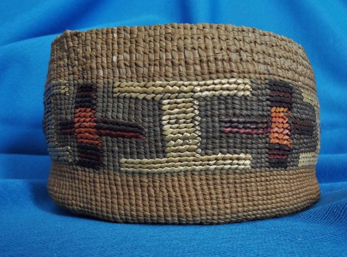 Beautiful Native American 5 color Northwest coast Tlingit embroidered Basket
