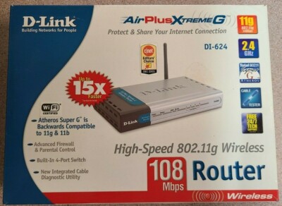 D-Link DI-624 108 Super G Wireless Router AirPlus XtremeG Open Box