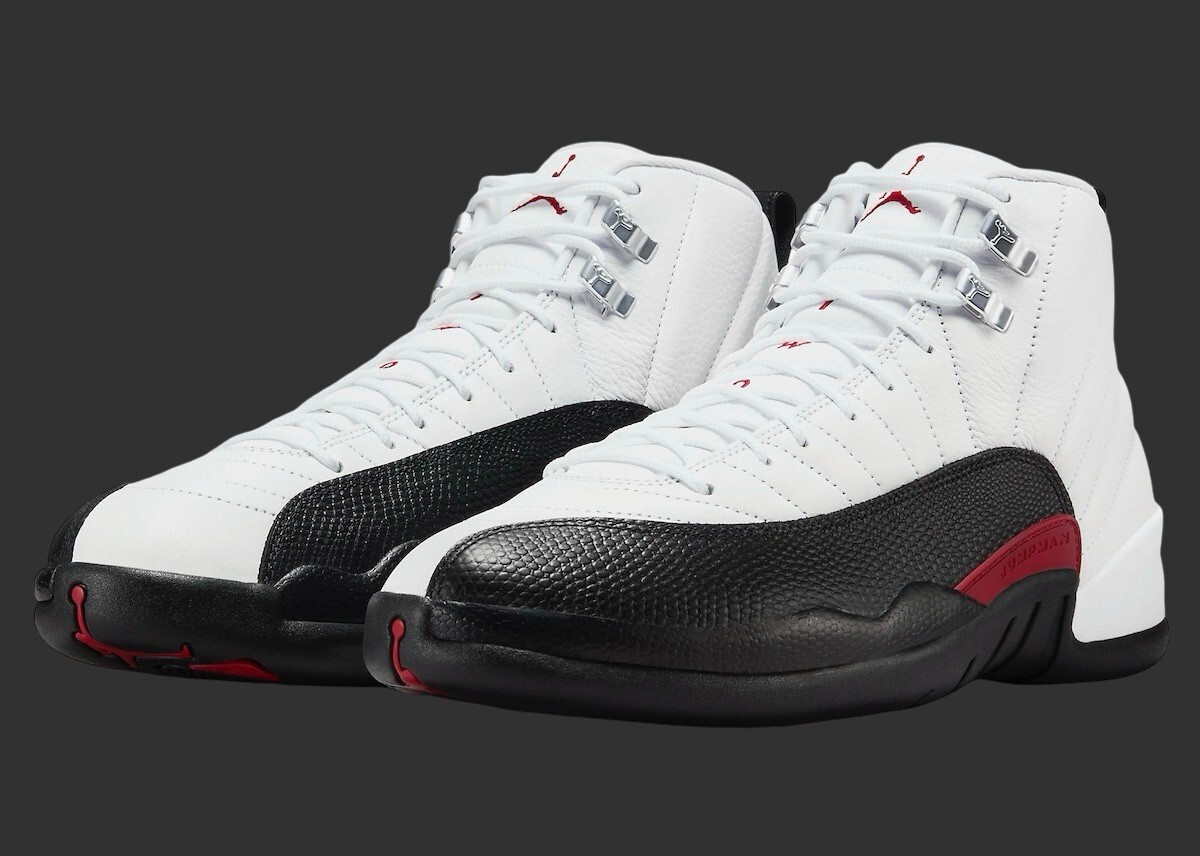 Nike Jordan 12 Retro Taxi Flip Black White Red Men GS Size