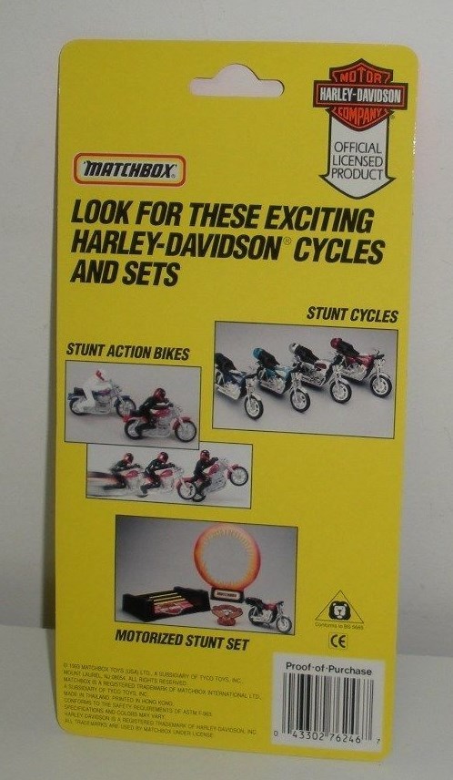 Matchbox, HARLEY DAVIDSON SPORTSTER MOTORCYCLE (Dated 1993)