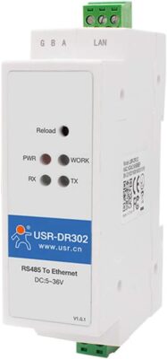 USR DR302 Modbus RS485 to Ethernet Converter DIN Rail Mounting TCP IP Communi...