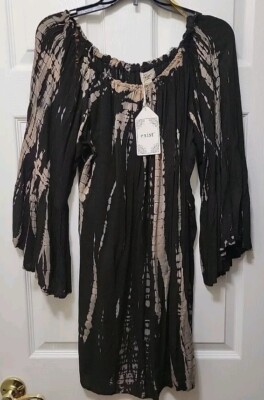 Exist One Size Black/Nude  Off Shoulder Tunic  Dress 3/4 Sleeve NWT