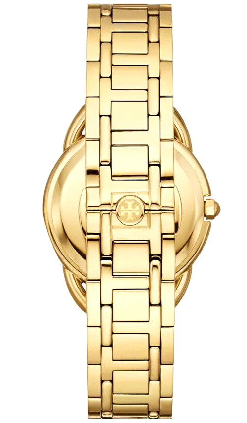Pre-owned Tory Burch Tbw7229 Women's The Miller Gold 34mm Stainless Steel Bracelet Watch