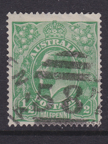 KGV 1918 1/2d Green LARGE MULTI WMK BARRED NUMERAL 587 COBDEN * VIC SG 48 (RG60)