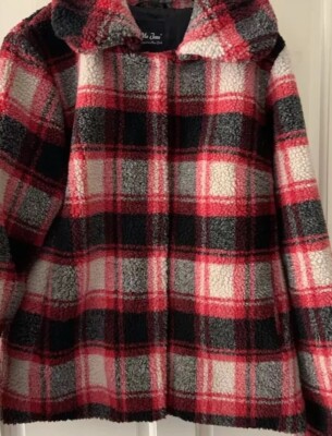 New Without Tags Me Jane Lined Coat Jacket Check Check Tartan Red Multi Small