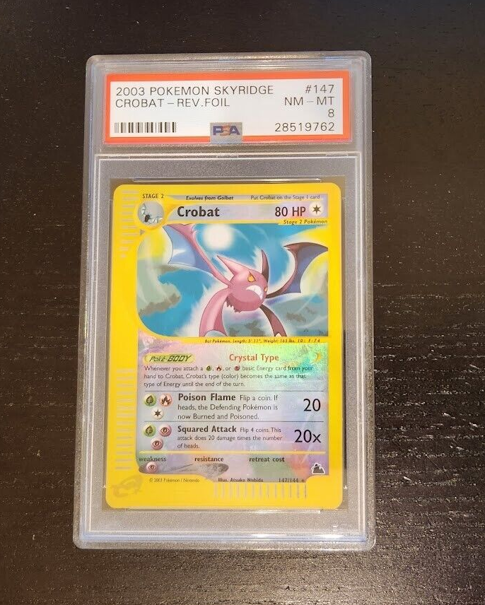 PSA 8 Crystal Crobat REVERSE HOLO RARE 2003 Pokemon Skyridge PSA 8 Crystal Crobat REVERSE HOLO RARE 2003 Pokemon Skyridge