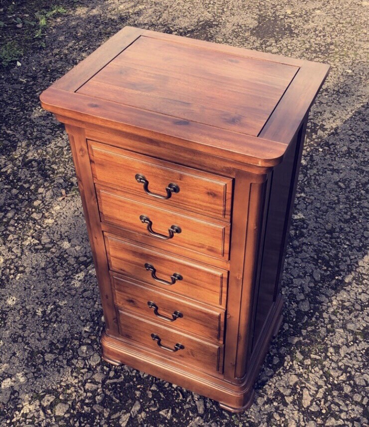 Solid Oak Rustic Tall Chest of 5 Drawers Tallboy Oak Furniture