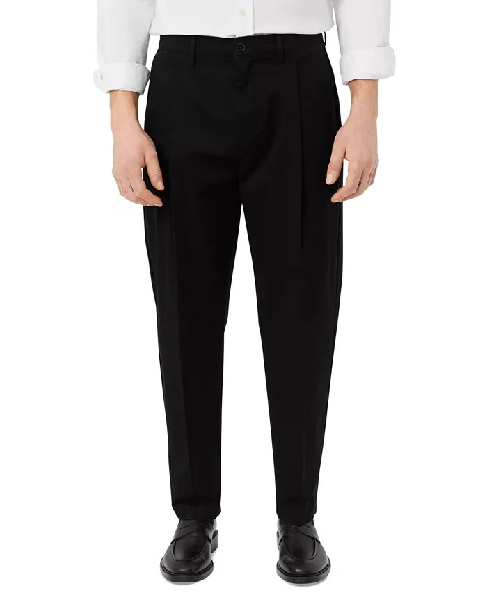 Frank And Oak Relaxed-Fit Pleated Tapered Chinos Men's 34 Black Button Zipped - Picture 1 of 18