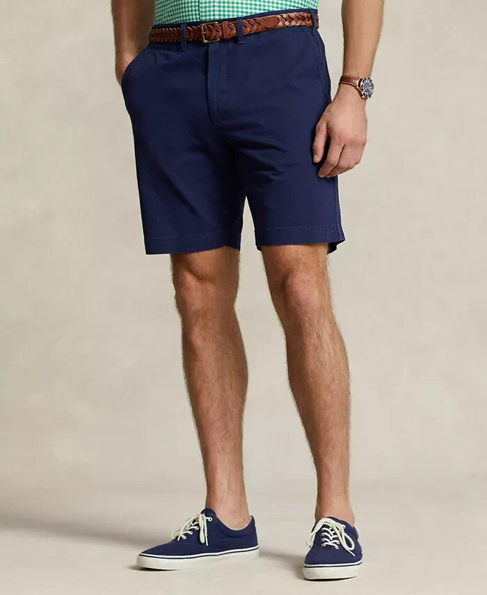 Polo Ralph Lauren Big & Tall Classic-Fit Chino Shorts Men's 42T Navy Button Zip - Picture 1 of 18
