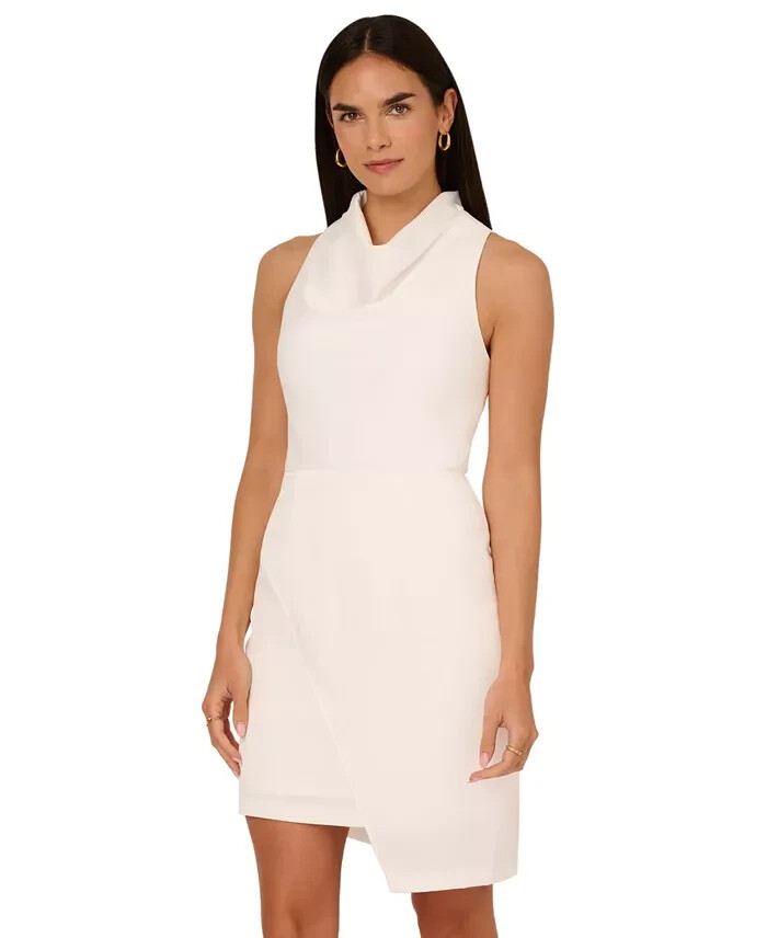 Adrianna by Adrianna Papell Asymmetric Sleeveless Sheath Dress Women's 10 Ivory - Picture 1 of 17