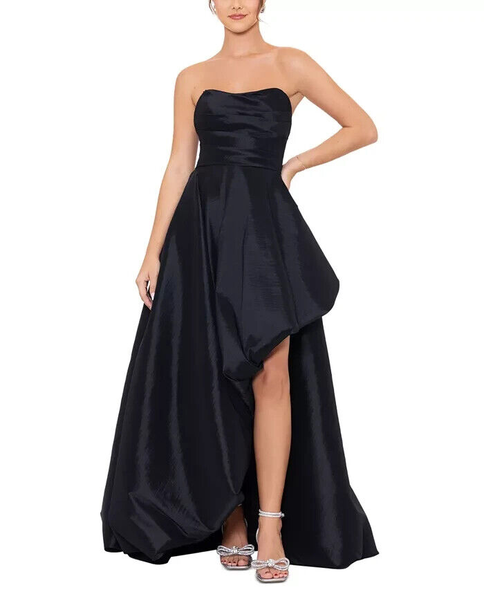 Blondie Nites Strapless High-Low Gown Juniors' 1 Black Sweetheart Neck Back Zip - Picture 1 of 16