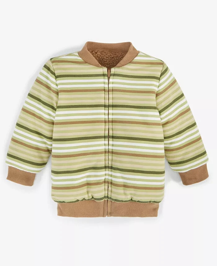 First Impressions Reversible Faux-Sherpa Striped Jacket Baby Boys 0-3M Fernwood