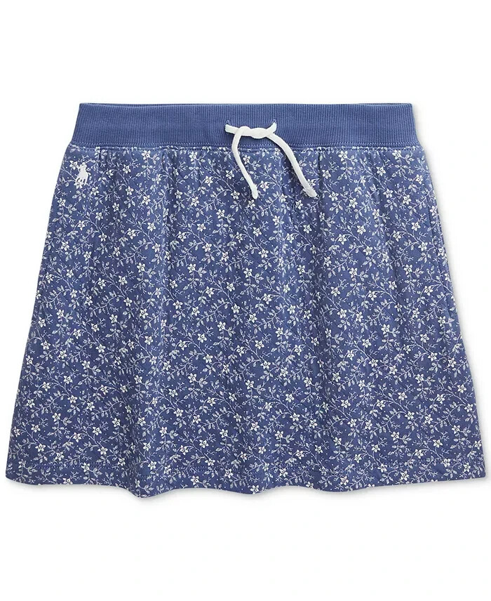 Polo Ralph Lauren Floral Quilted Double-Knit Skirt Big Girls XL (16) Blue PullOn - Picture 1 of 15
