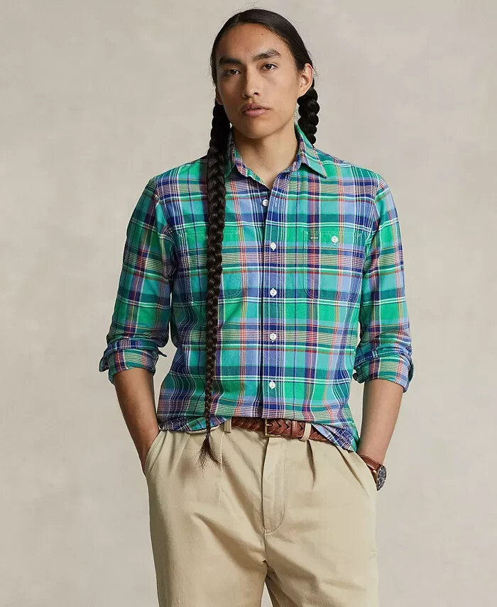 Polo Ralph Lauren Classic-Fit Plaid Oxford Workshirt Men's XXL Multi Long Sleeve - Picture 1 of 20
