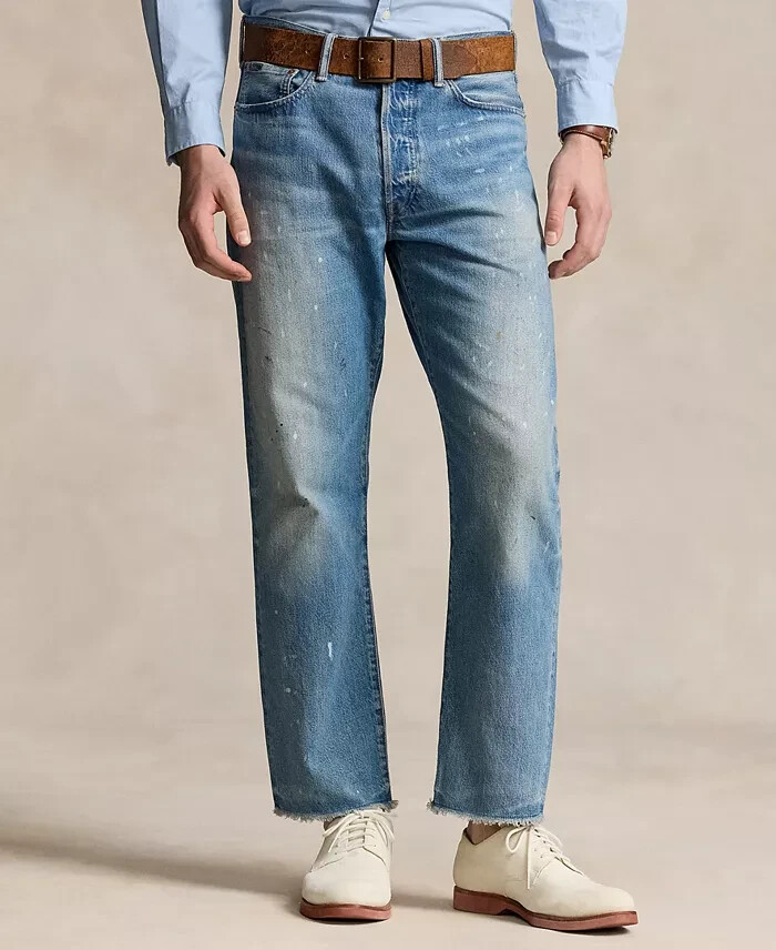 Polo Ralph Lauren Heritage Straight-Fit Distressed Jeans Men's 38x32 Habana~ - Picture 1 of 22