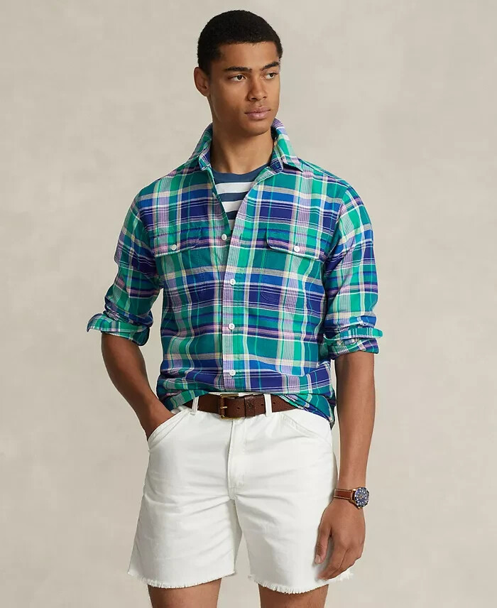 Polo Ralph Lauren Classic Fit Plaid Oxford Shirt Men's XS Multi Long Sleeve - Picture 1 of 20