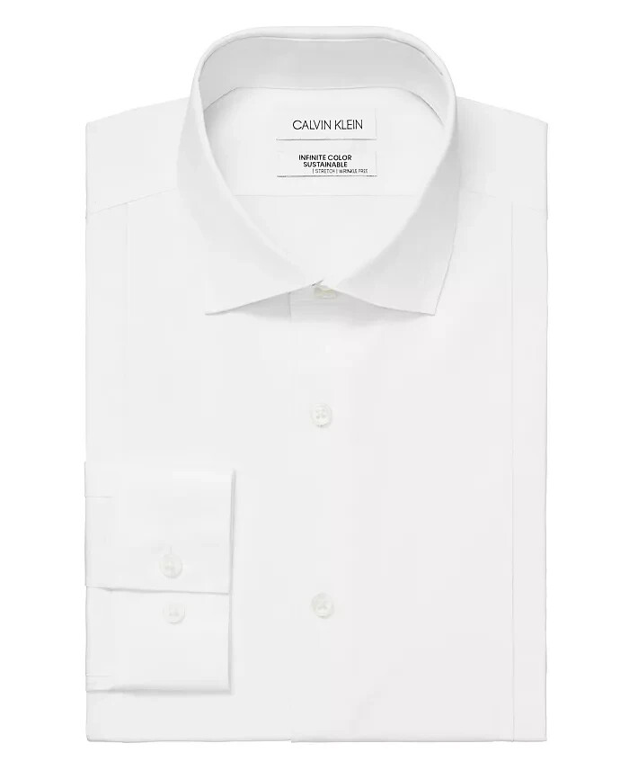 Calvin Klein Infinite Color Regular Fit Dress Shirt Men's L 16-16.5 36-37 White - Picture 1 of 19