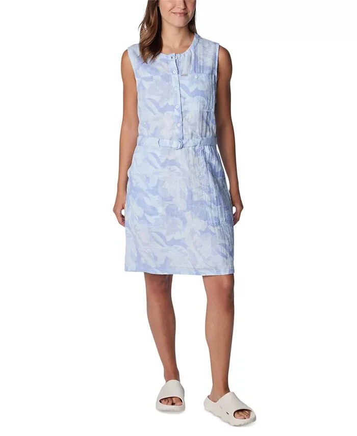 Columbia Holly Hideaway Breezy Dress Women's S Whisper Peonies Button Closure - Picture 1 of 14