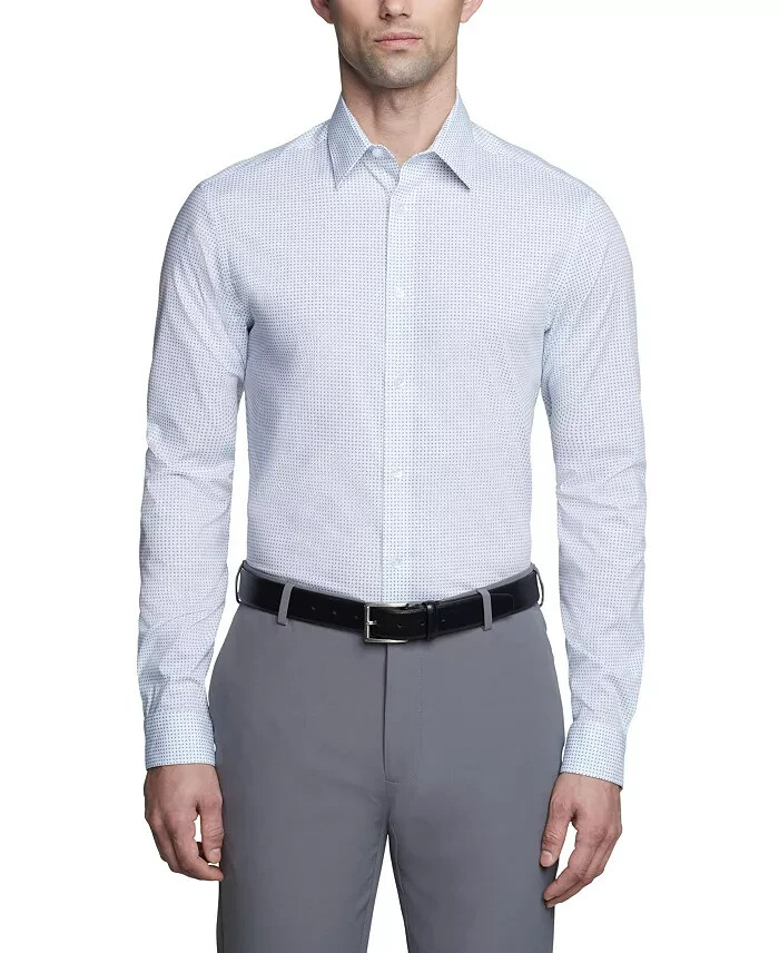 Calvin Klein Steel Plus Slim Fit Stretch Dress Shirt Men's 14.5 32-33 White/Blue - Picture 1 of 16