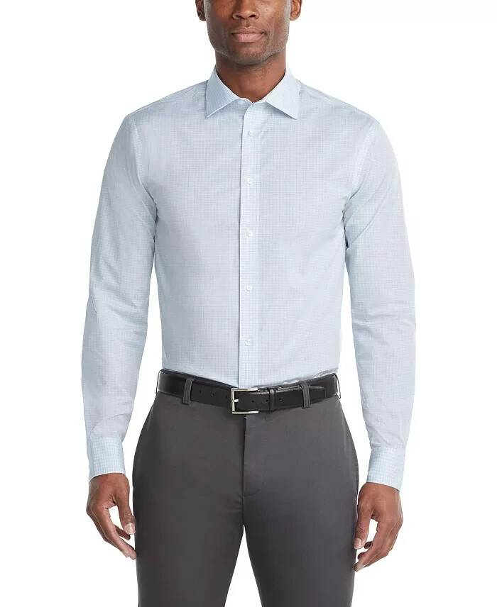 Calvin Klein Steel + Regular Fit Stretch Dress Shirt Men's 17.5 34-35 Blue L/S - Picture 1 of 19