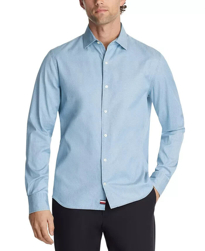 Tommy Hilfiger Regular-Fit Untucked Length Dress Shirt Men's L 16-16.5 32-33 - Picture 1 of 18