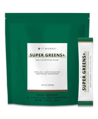 It Works! Super Greens Cocoa Dream On-the-go Supports Metabolism  MFG 5/22
