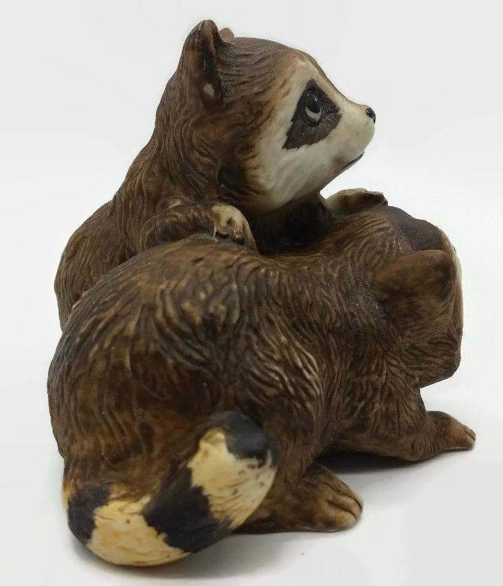 Homco Brown Wild Animal Baby Raccoon Kits Figurine Home Decor