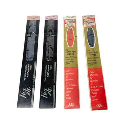 Lot of 4 J & P Coats Flex Zip & Neck Opening Polyester All Purpose Zipper NEW