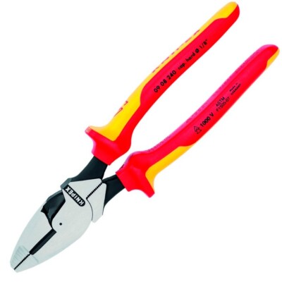 Knipex 9-1/2'' Insulated Lineman's Pliers High Leverage 1000V Handle 0908240 SBA