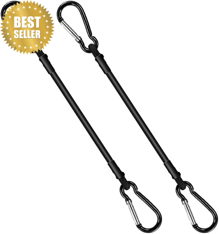 2 Pcs Bungee Cords with Carabiner Clips, 30Cm Elastic Straps with Hooks for Secu
