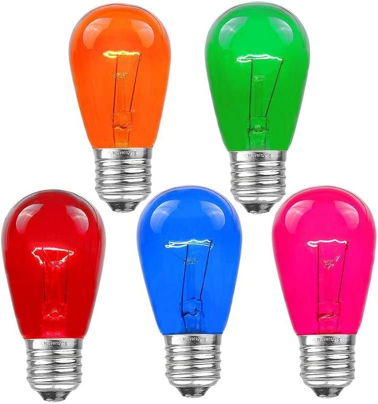 Novelty Lights 25 Pack S14 Outdoor Patio Edison Replacement Bulbs, E26 Medium Ba