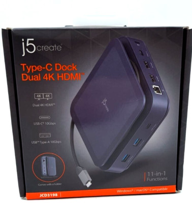 j5create Type-C Dock Dual 4K HDMI (JCD3198)- BRAND NEW