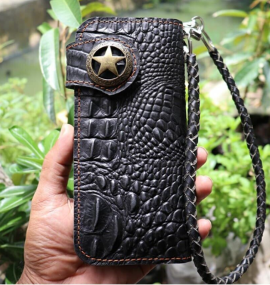 Leather Biker Wallet Chain Handmade Leather Wallet Mens Bifold