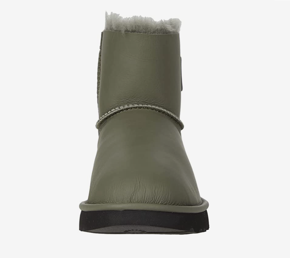 Pre-owned Ugg Mini Bailey Logo Strap Boots Ankle Booties Ultra Matte Seaweed Green Size 8