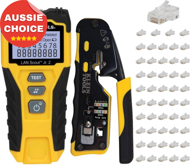 Networking Installation Set RJ45 Crimper Cable Tester 50 CAT6 Connectors