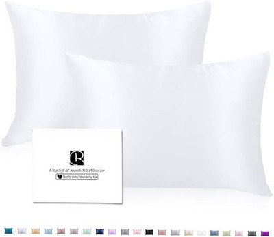 Silk Pillowcases 2 Pack for Hair and Skin with Hidden Zipper, Ravmix Both Sides