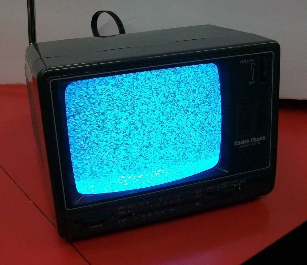 1994 Radio Shack portable TV B&W CRT television Portavision AC/DC analog Vintage