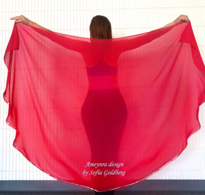 Chiffon veil for belly dance. Half-circle shape. Size 2.5 yards x 50 inches. New