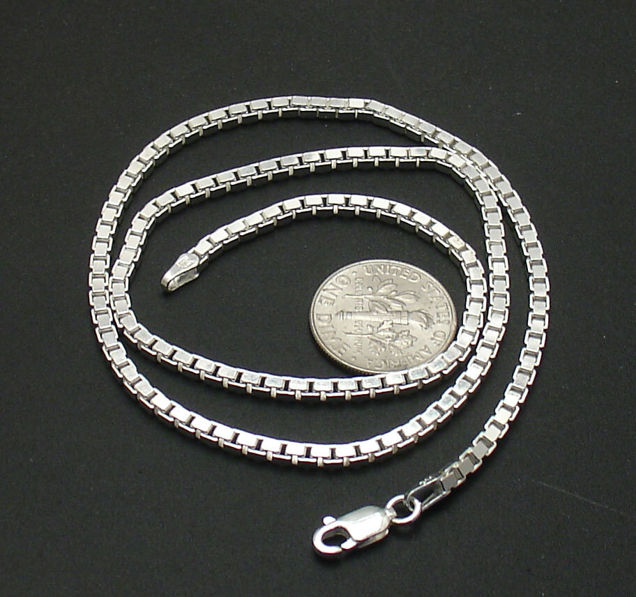 2.4mm Italian Venetian Box Chain Necklace Real Solid 925