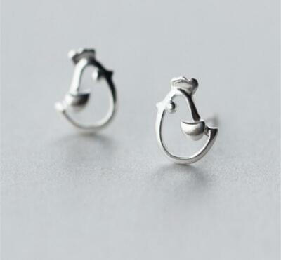 Lovely Adorable Tiny Chicken Chick Silver Stud Earrings