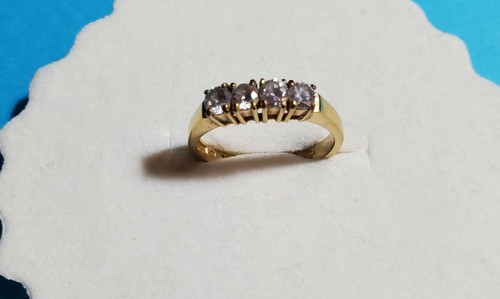 【SENTIMENTS】NO.559 STAR CUBIC RING ★韓国人気★ 追跡付 Vintage Gold Tone Sparkling Cubic Zirconia 4 Stones Ring