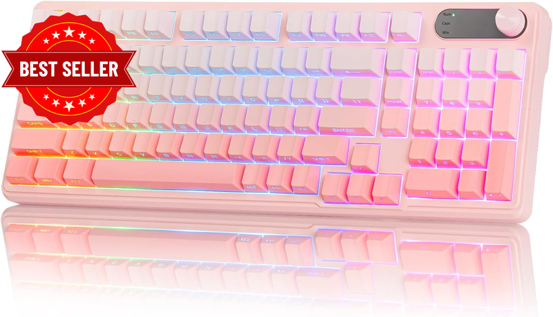 Gaming Keyboard, 95% RBG Backlit Wired Keyboard 98 Keys Quite Keyboards, All-Aro