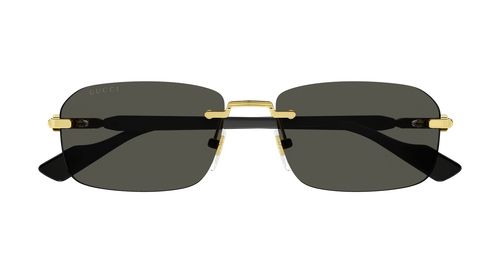 Pre-owned Gucci Gg1221s-001 Rectangle Gold In Black