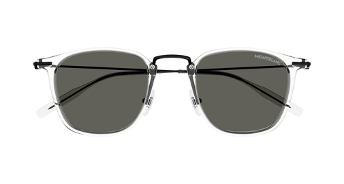 Pre-owned Montblanc Mb0295s-004-49 Square Crystal Black In Gray