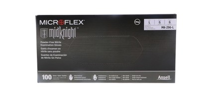 Ansell MK-296-L Microflex Midknight Powder Free Nitrile Exam Glove, Black, La...