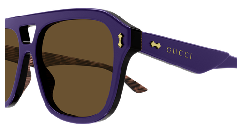 Pre-owned Gucci Gg1263s-005 Violet Violet Brown Sunglasses
