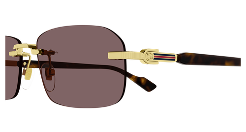 Pre-owned Gucci Gg1221s-002 Square Gold In Brown