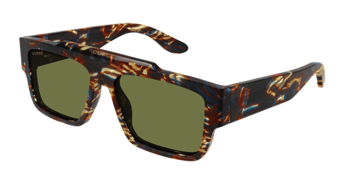 Pre-owned Gucci Gg1460s-002 Square Havana In Green