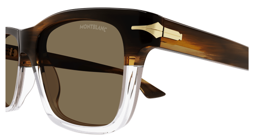 Pre-owned Montblanc Mb0263s-003 Rectangle Havana Brown